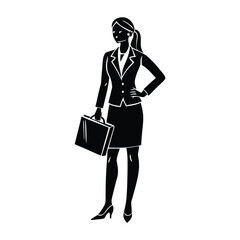 Silhouette of Latin American female lawyer holding briefcase and legal documents