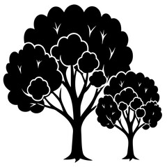 Obraz premium Cottonwood Tree Silhouettes Vector Illustration
