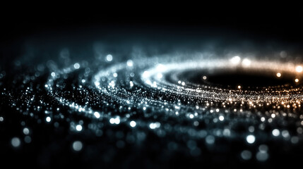 Abstract circular light pattern in gradient blue tones, symbolizing global connectivity and harmony