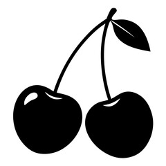 silhouette vector illustration of cherry on a white background