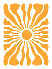 Naklejka premium Golden sun vector illustration and groovy sun pattern.