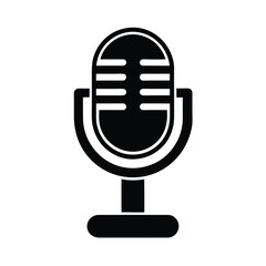 flat color podcast mic icon vector art silhouette