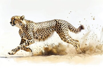 Cheetah Sprinting Across Savanna