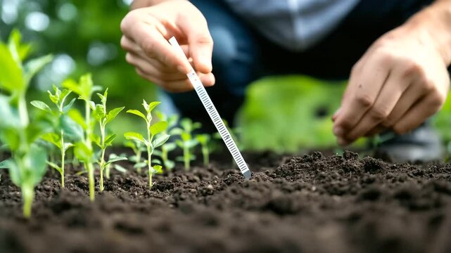 A researcher dropping a soil sample onto a pH test strip, watching as the color shifts to indicate acidity or alkalinity.
