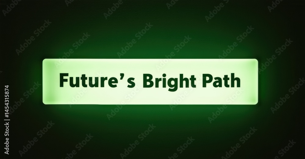 Poster dark green background features bright rectangular text. words suggest optimism, progress, positive o