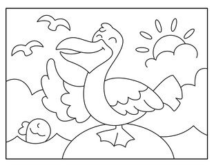 Pelican coloring page for kids
