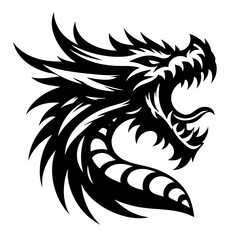 Obraz premium Majestic Dragon Head: Mythical Creature, Fierce and Powerful Fantasy Beast