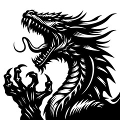 Magnificent Black Dragon: A Fantasy Creature Illustration