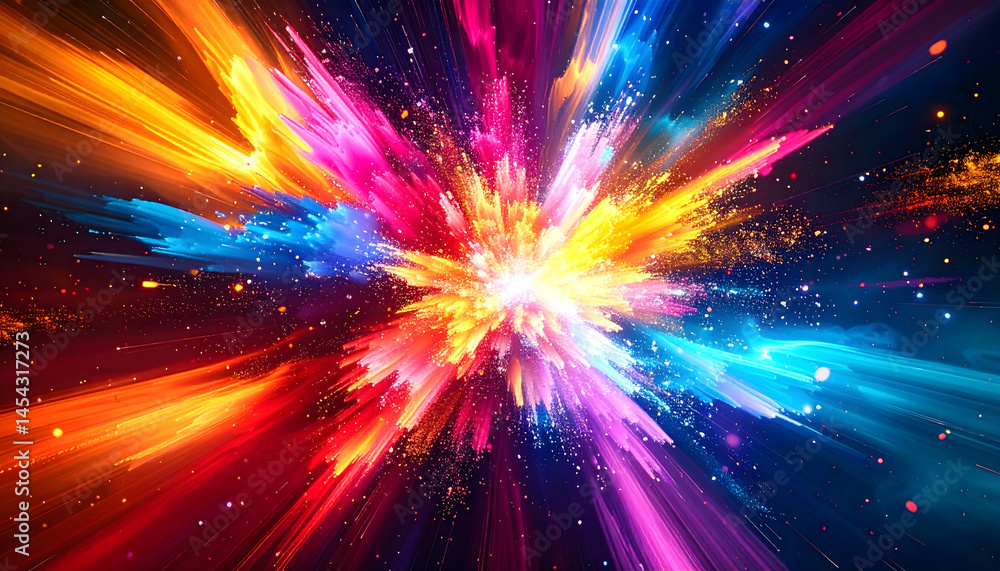 Poster an exploded view abstract art with blending light and color and smooth lines featuring a wallpaper s