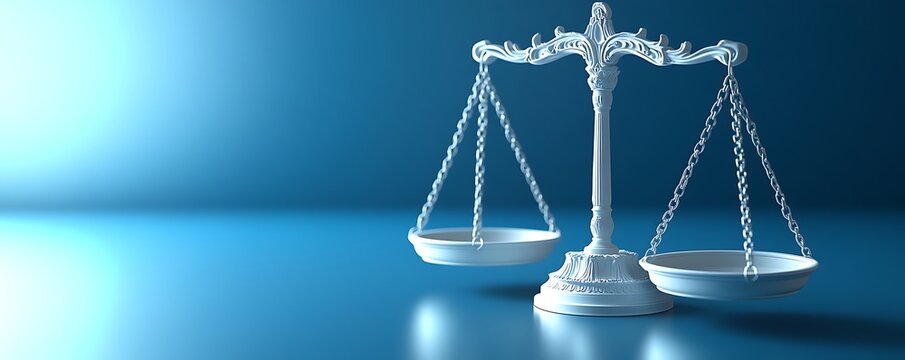 Justice scales on a blue background