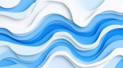 Fototapeta premium Abstract Blue and White Wavy Layers Background with a Modern Feel