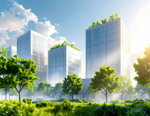 Modern Eco Cityscape With Green Buildings