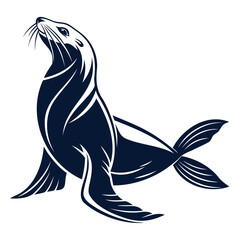 Illustration of a navy blue seal animal aquatic mammal sea lion vector graphic artwork for design projects isolated on transparent background