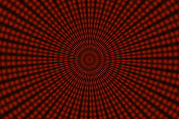 Hipnotyzujący wzór koncentryczny z czerwonych kropek na czarnym tle, abstrakcyjna grafika z efektem głębi i iluzji optycznej. © Henryk Guziak