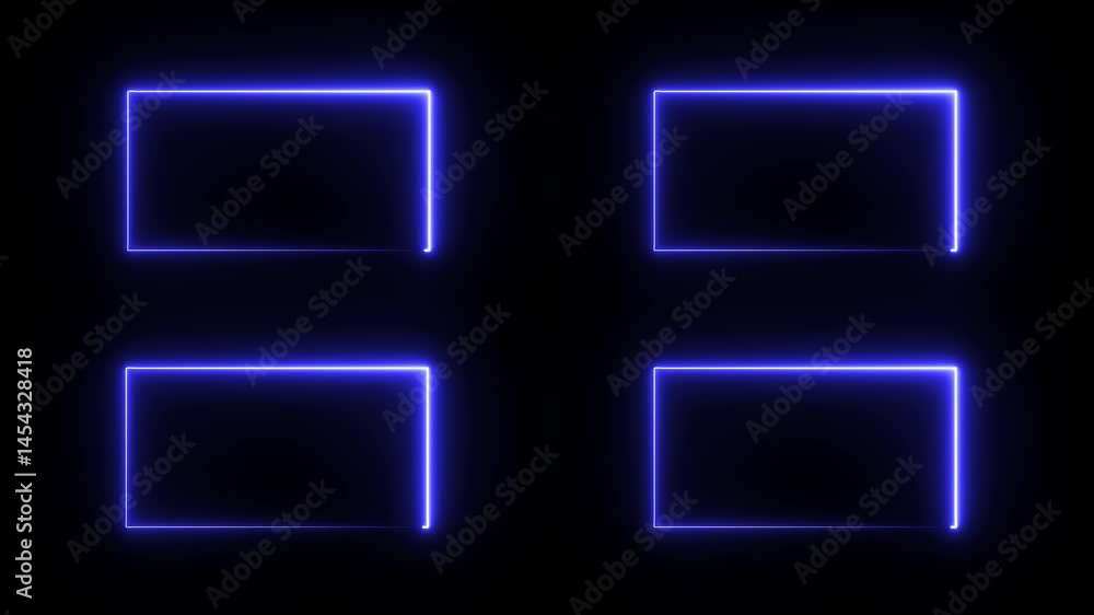 Poster neon gradient rectangular frames set, collection of purple-red glowing borders isolated on a dark ba