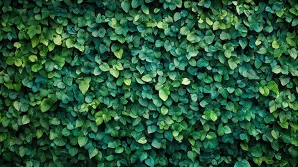 Green foliage densely covers a wall in nature's verdant art