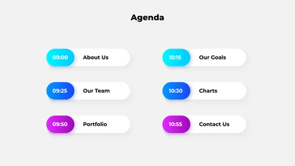 Modern Colorful Agenda Layout Featuring Scheduled Events and Time Stamps