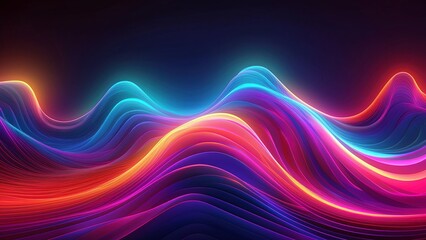 Abstract Colorful Neon Wave Background with Vibrant Light Streaks