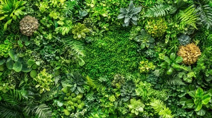 Fototapeta premium Green plant wall with variety