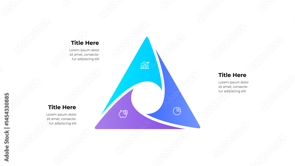 Fototapete Dynamic infographic design featuring a triangular chart with financial and statistical icons, offering a visually appealing and informative graphic for presentations focused on business