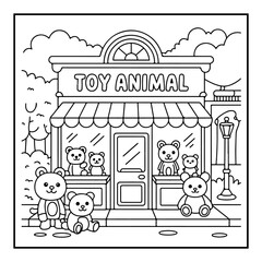 Fototapeta premium Cute Storefront Coloring Pages For Kids