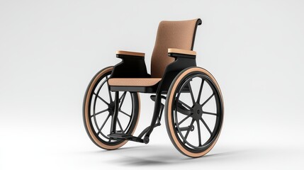 Fototapeta premium Modern wheelchair design featuring sleek lines and comfortable seating, set against a minimalist background