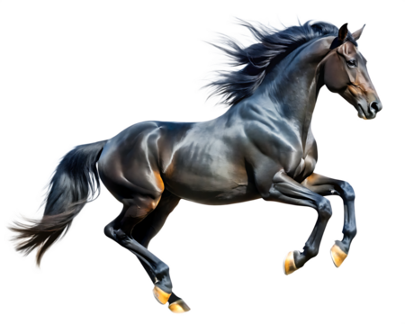 black horse  running isolated on white background` PNG , AI GENERATED