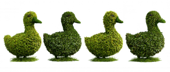 Animal Topiary Decorative Trees Collection Set on Transparent Background