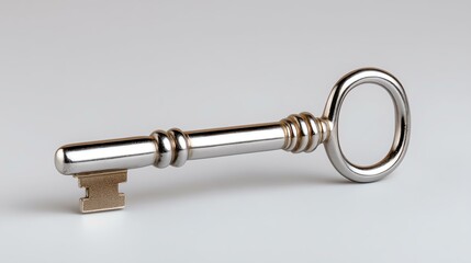 Antique Silver Key On White Surface