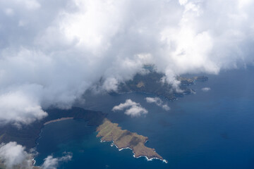 Aerial view of Nuku Hiva in the Marquesas Islands, French Polynesia