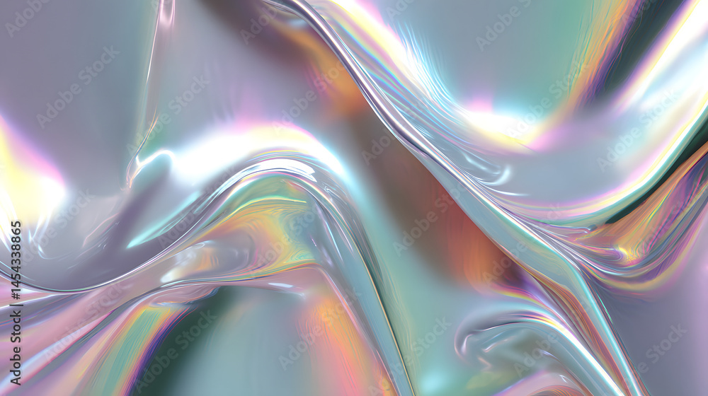 Poster the iridescent dance of light an abstract symphony of color and texture creating mesmerizing fluidit