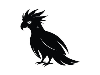 Black Silhouette of a Cockatoo Parrot