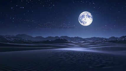 Moonlit desert landscape