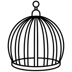 Simple Line Drawing of a Birdcage with a Dome Top