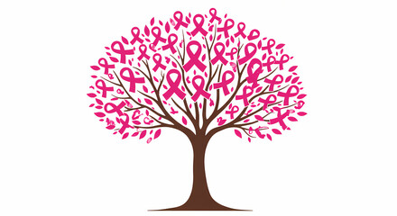 Pink Ribbon Tree Breast Cancer Awareness Image