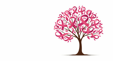 Obraz premium Pink Ribbon Tree Breast Cancer Awareness Graphic
