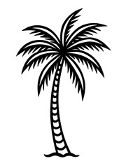 Single Black and White Palm Tree Illustration