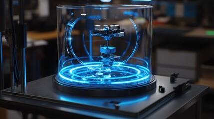 Advanced 3D printed model in display case