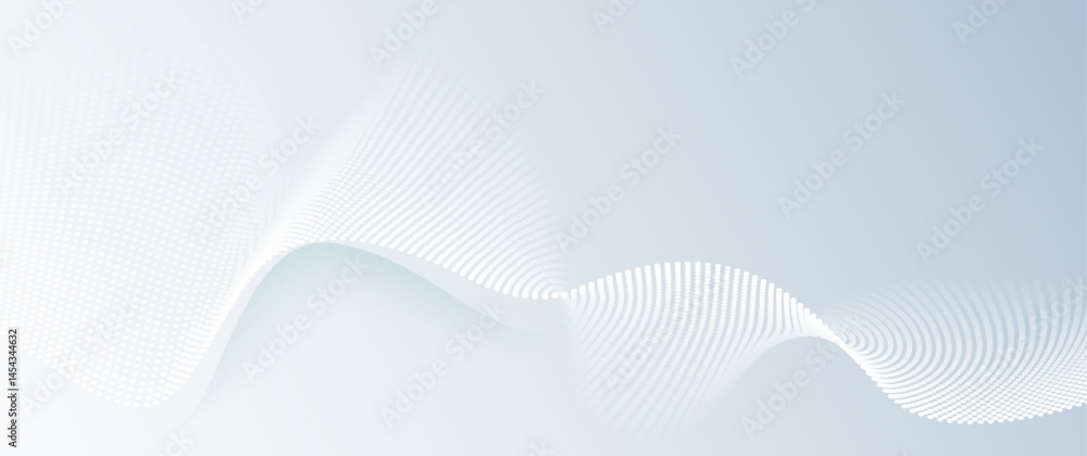 Poster Vector abstract wave line pattern and dot line particle on white, gray color background. Modern graphic design. Flowing halftone, gradient curve shape for data futuristic, technology background
