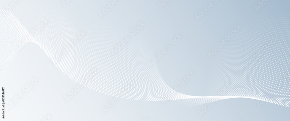Fototapete Vector abstract wave line pattern and dot line particle on white, gray color background. Modern graphic design. Flowing halftone, gradient curve shape for data futuristic, technology background