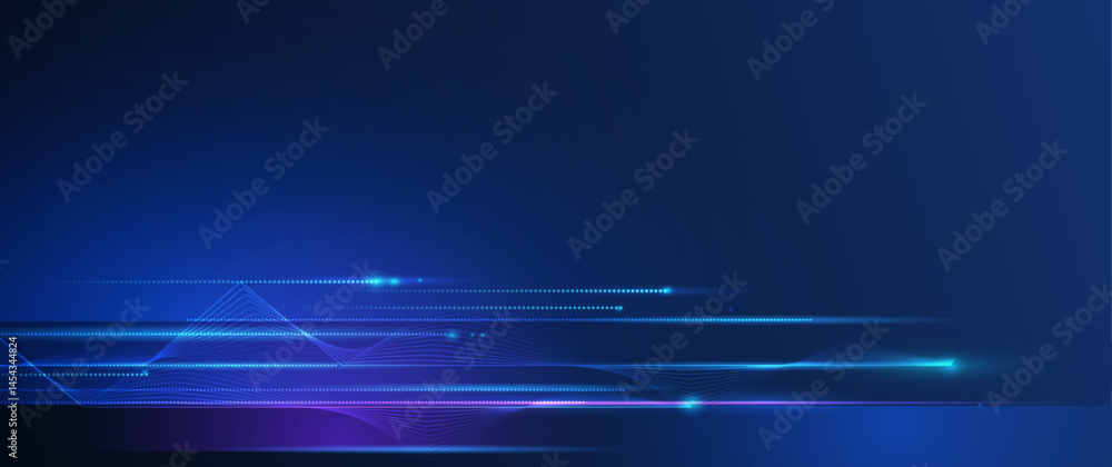 Poster Vector abstract neon light, pattern line with space. Purple, blue, green and gradient color background. Illustration graphic design for banner, wallpaper background. Energy digital technology concept

