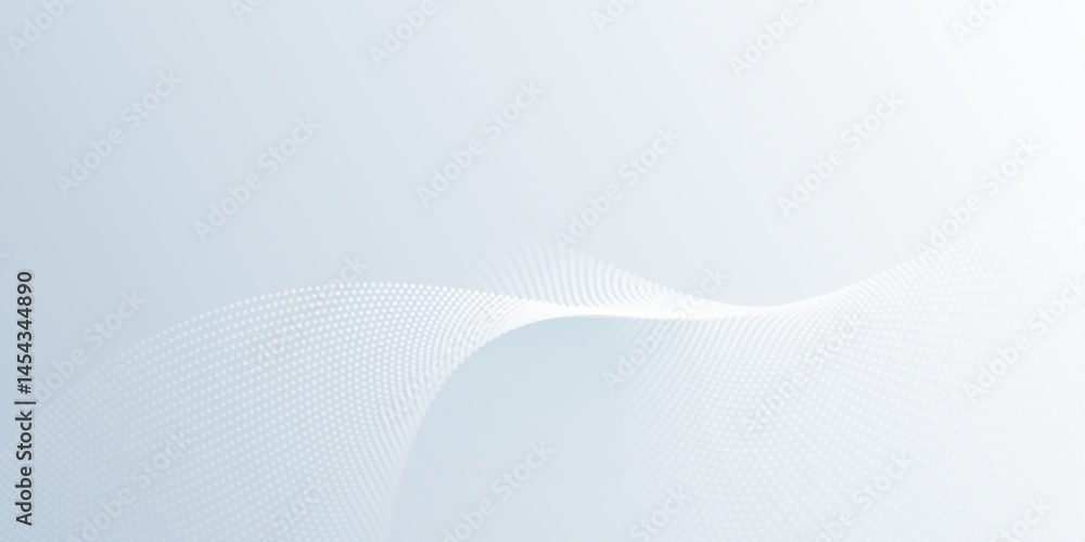 Poster Vector abstract wave line pattern and dot line particle on white, gray color background. Modern graphic design. Flowing halftone, gradient curve shape for data futuristic, technology background