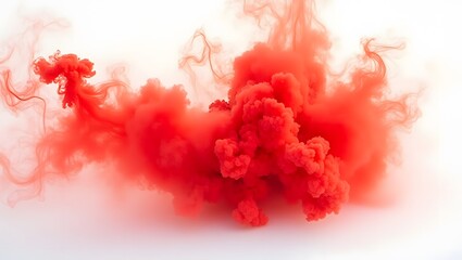 Fototapeta premium Vibrant Red Smoke Cloud Creating Artistic Patterns in White Background
