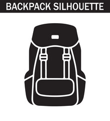 Silhouette of a sporty backpack icon with an aerodynamic shape, perfect for active lifestyle graphics.
