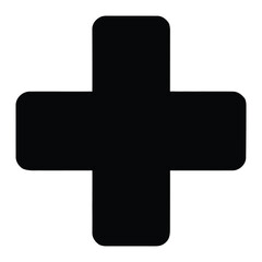 Obraz premium First aid cross symbol Silhouette, Vector, Illustration, Icon, Logo, White Background.