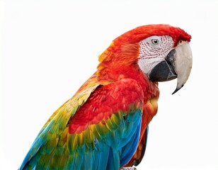 Obraz premium colorful macaw parrot on tree branch isolated on white background