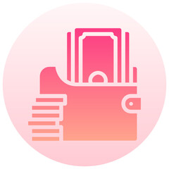 money wallet vector round gradient icon