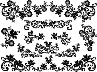 group of abstract decorated elements isolated on white