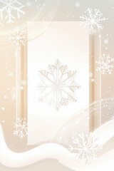 Minimal beige winter background with elegant snowflakes and soft curved shapes