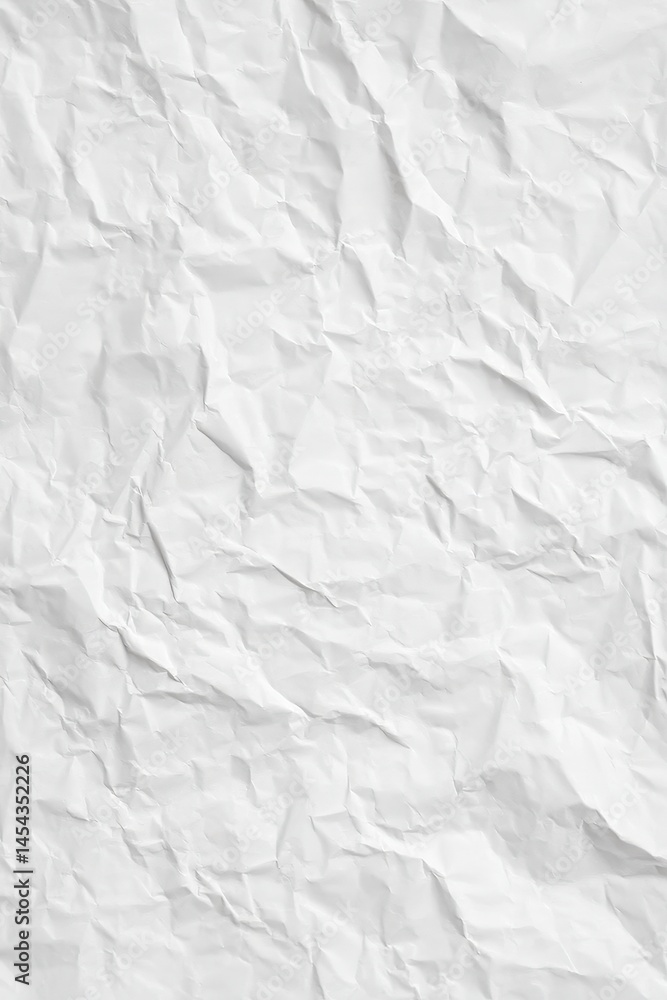 Poster crumpled white paper texture with visible folds and creases, creating a distressed and wrinkled back